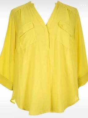 Torrid Neon Yellow Tunic Size 2XL 3/4 Sleeve